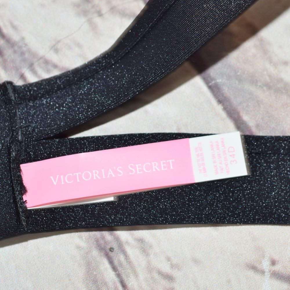 Victorias Secret 34D Swim The Hottie Halter bikini Top Black Push Up Strappy - Picture 11 of 12